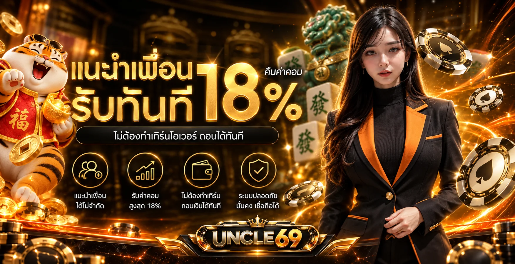 แนะนำเพื่อนและสิทธิประโยชน์ของ UNCLE69 ในโทนส้มดำ